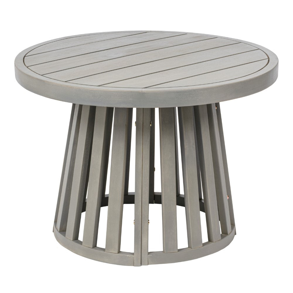 Elvanto 27.5" Modern Coastal Acacia Wood Indoor/Outdoor Pedestal Base Round Coffee Table