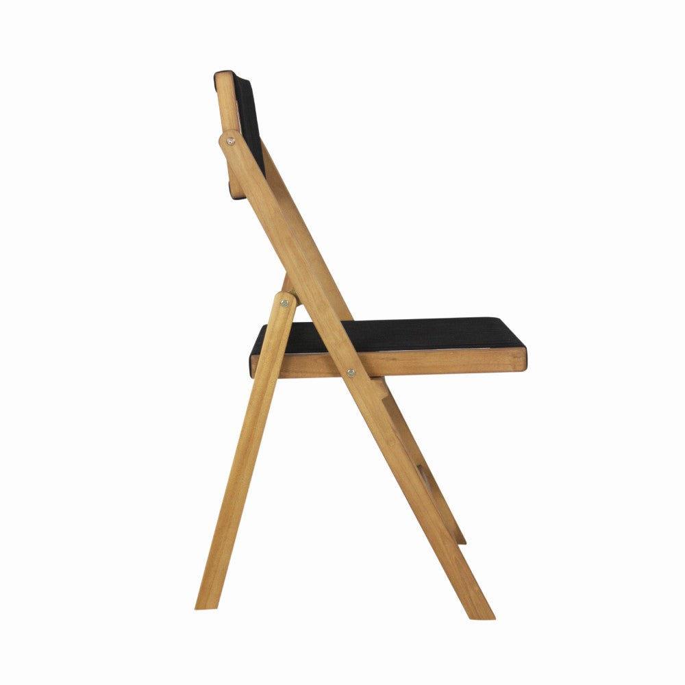Nordic Mid-Century Vintage Wood Rattan Folding Chair with Adjustable Back Set 2