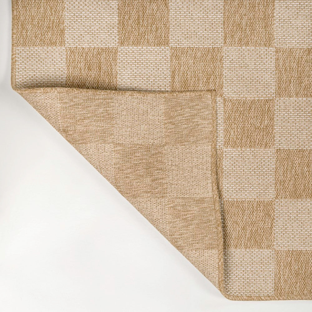 Fluvia Easy Jute Geometric Boho Checker Weave Area Rug