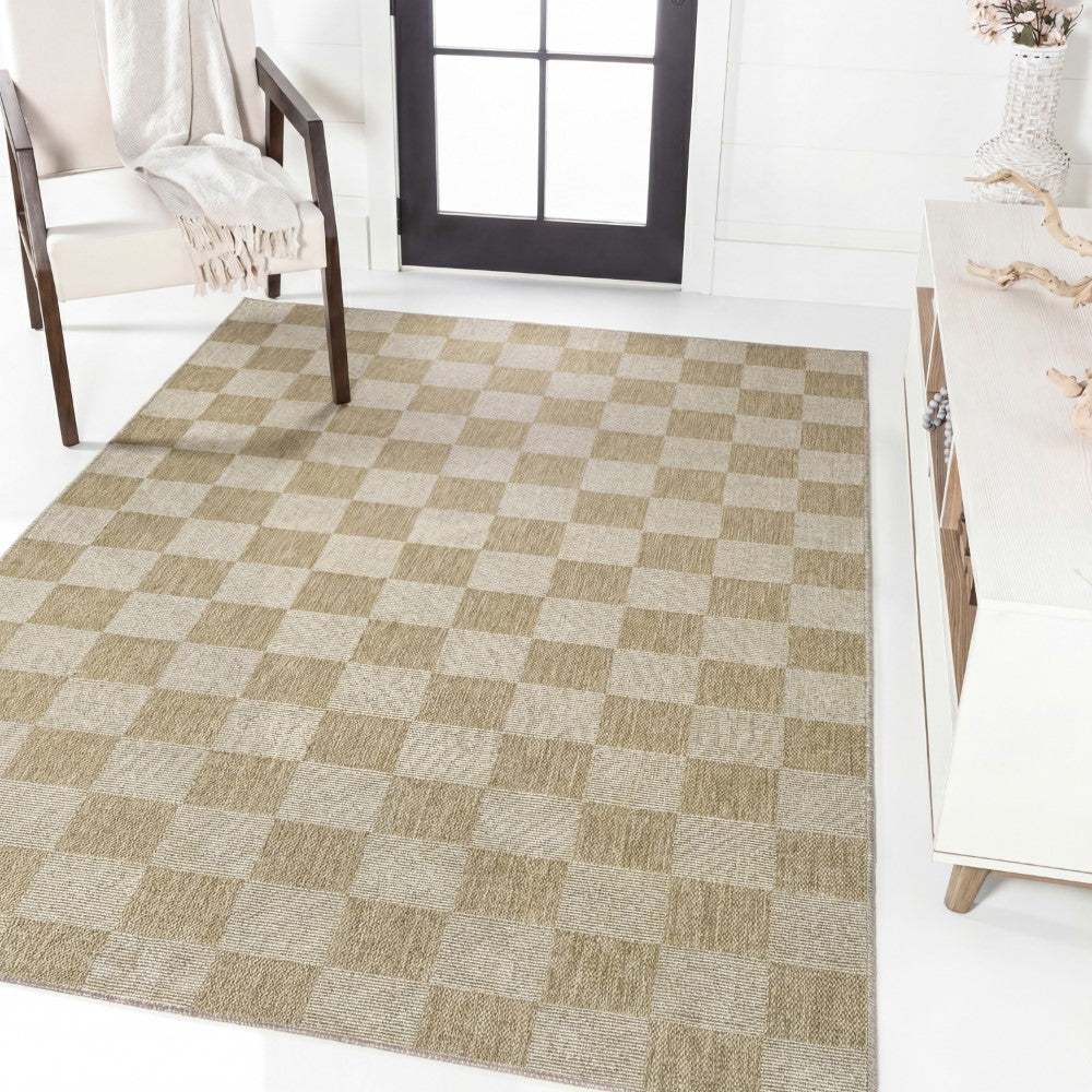 Fluvia Easy Jute Geometric Boho Checker Weave Area Rug