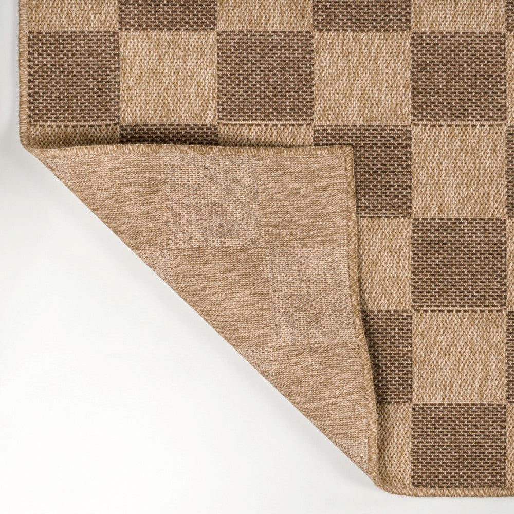Fluvia Easy Jute Geometric Boho Checker Weave Area Rug