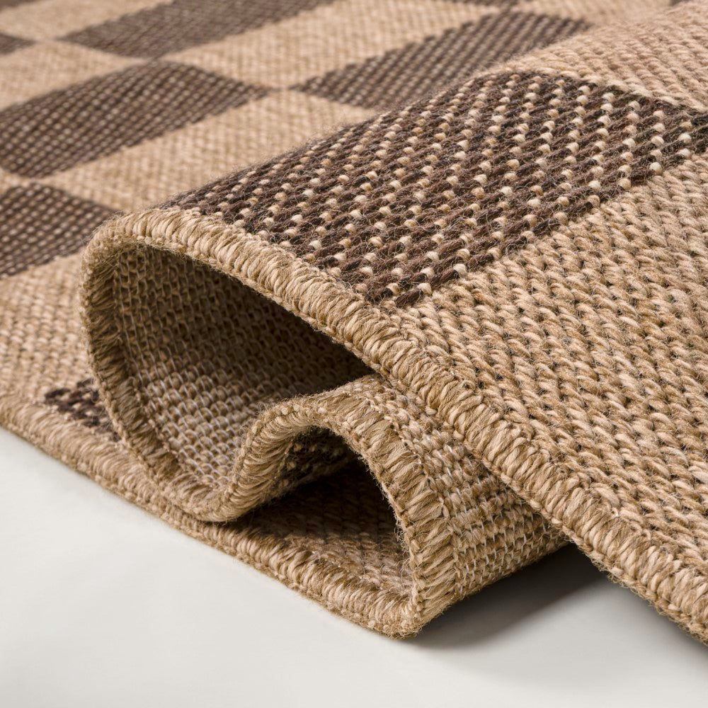 Fluvia Easy Jute Geometric Boho Checker Weave Area Rug