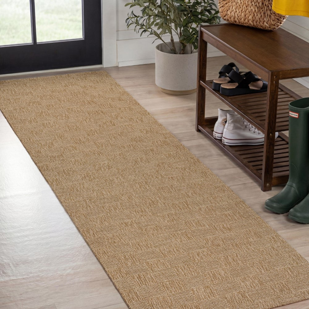 Fluvia Easy Jute Geometric Boho Checker Weave Area Rug