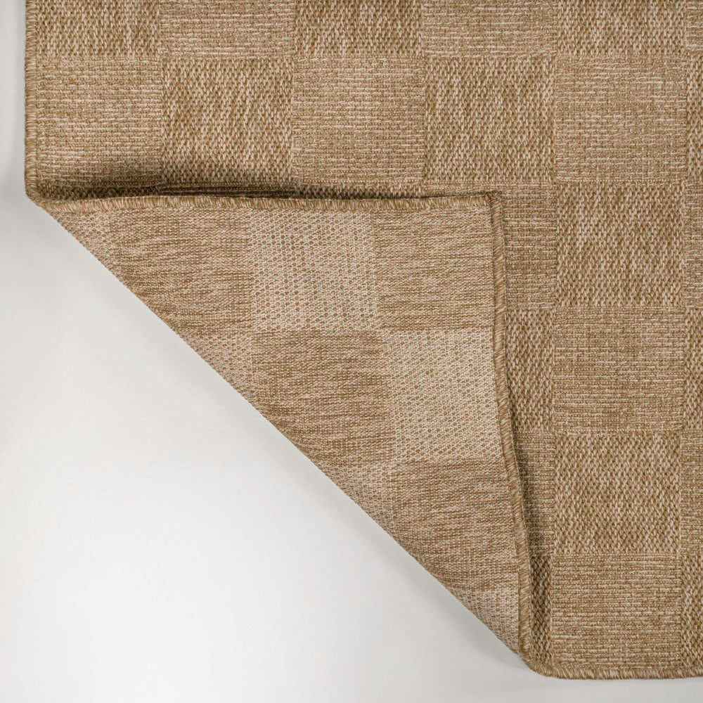 Fluvia Easy Jute Geometric Boho Checker Weave Area Rug