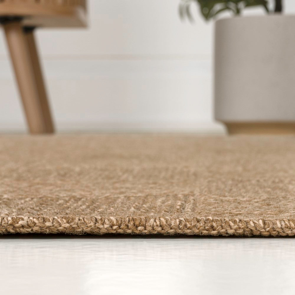Fluvia Easy Jute Geometric Boho Checker Weave Area Rug
