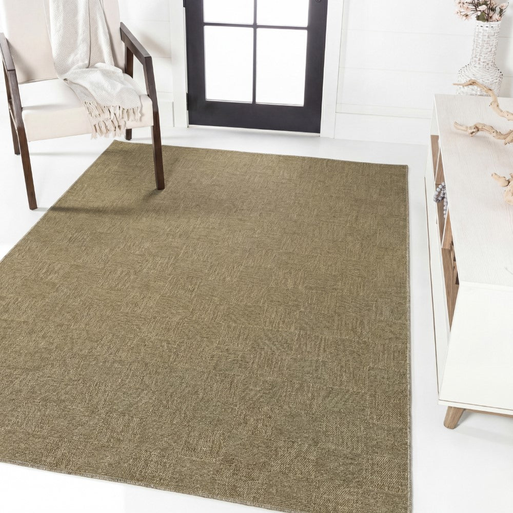 Fluvia Easy Jute Geometric Boho Checker Weave Area Rug