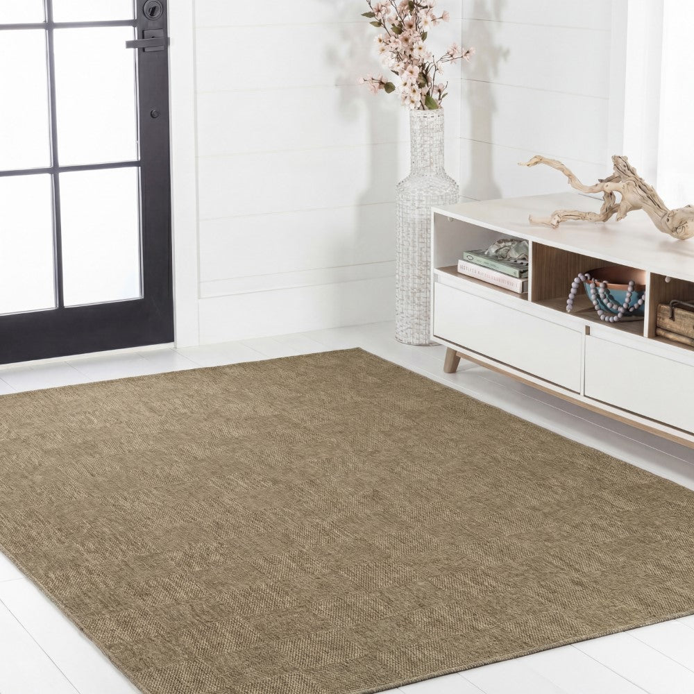 Fluvia Easy Jute Geometric Boho Checker Weave Area Rug