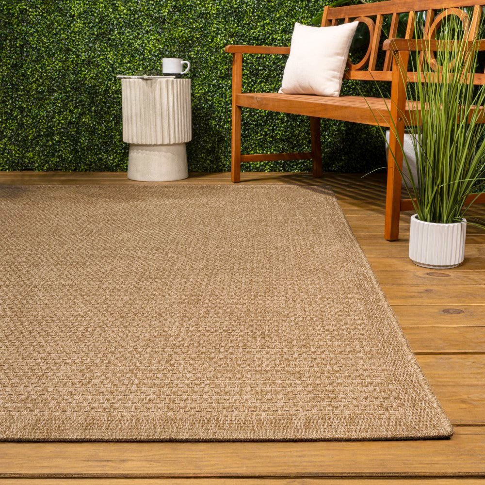 Solvyn Easy Jute Contemporary Border Boho Fine Rib Weave Area Rug