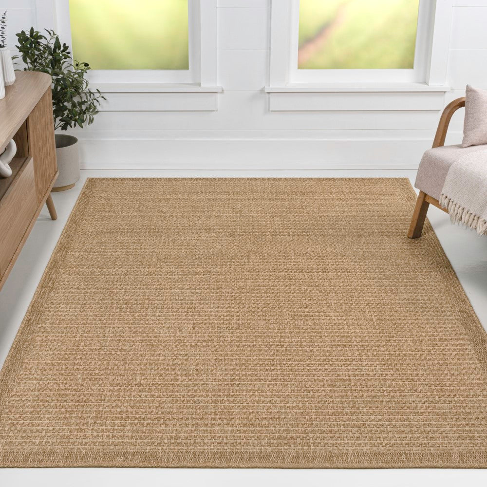 Solvyn Easy Jute Contemporary Border Boho Fine Rib Weave Area Rug