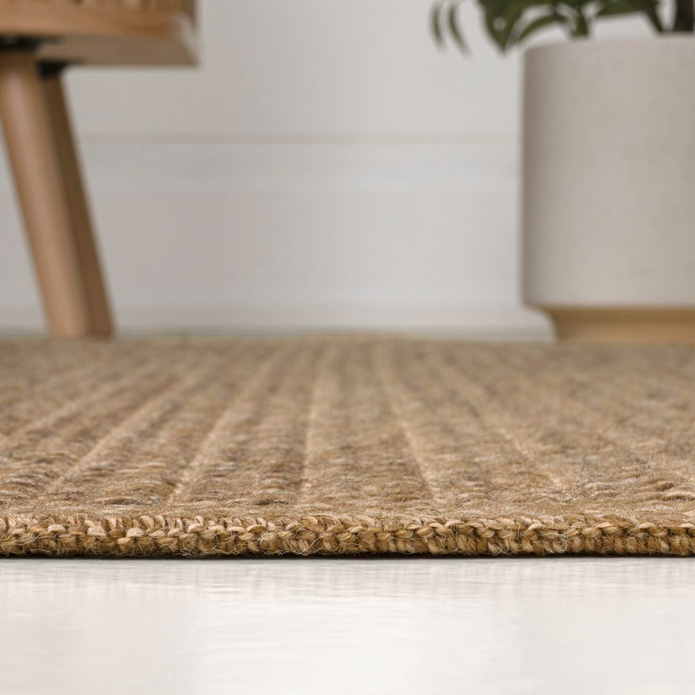 Solvyn Easy Jute Contemporary Border Boho Fine Rib Weave Area Rug