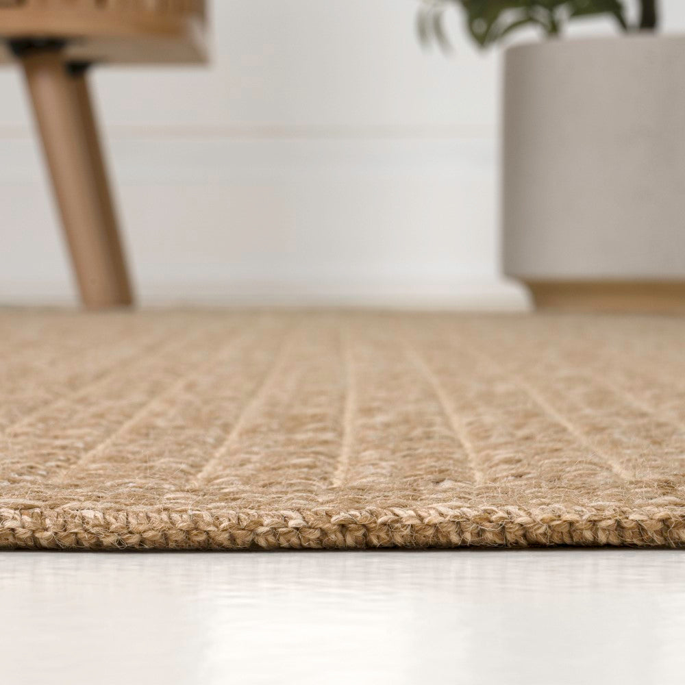 Solvyn Easy Jute Contemporary Border Boho Fine Rib Weave Area Rug
