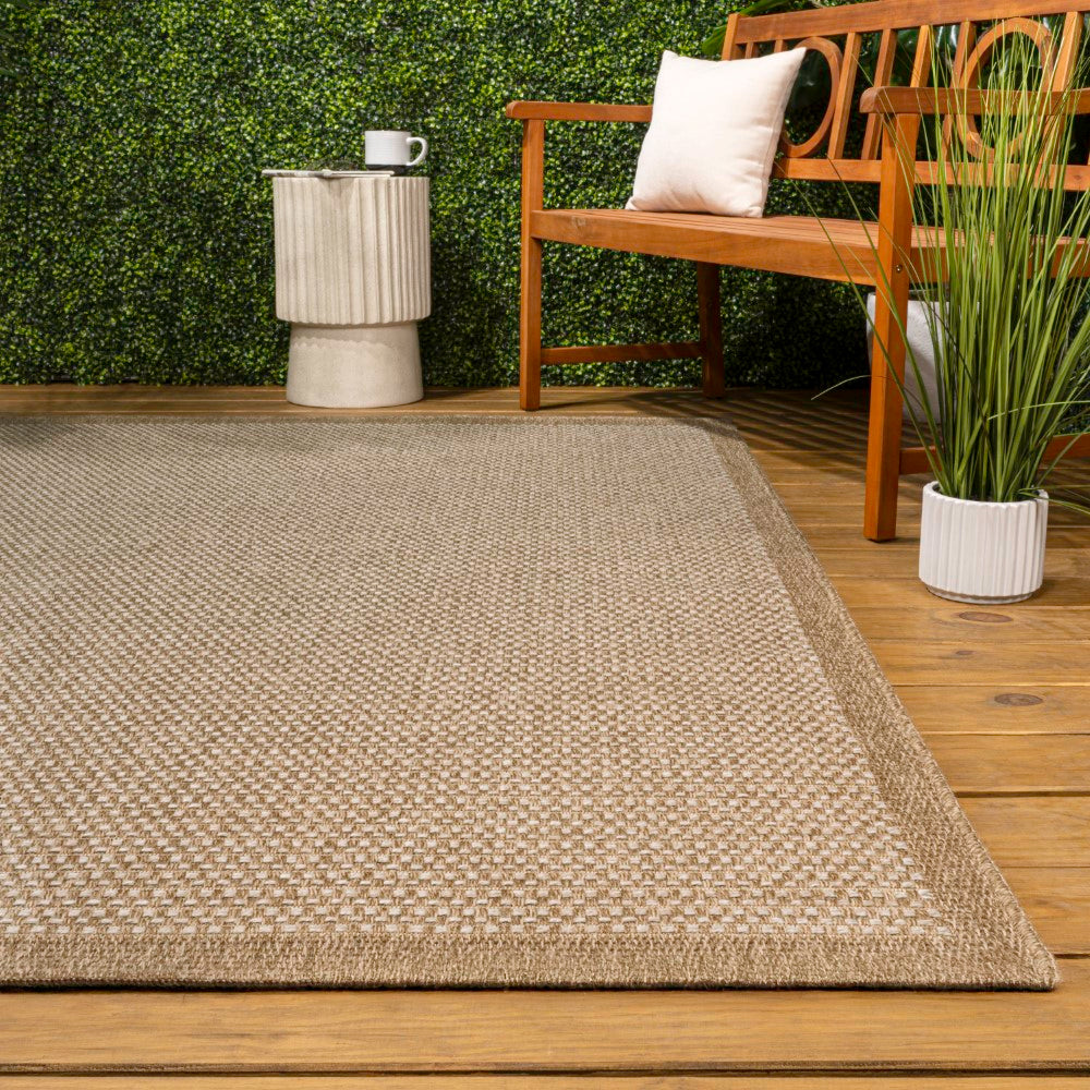 Solvyn Easy Jute Contemporary Border Boho Fine Rib Weave Area Rug