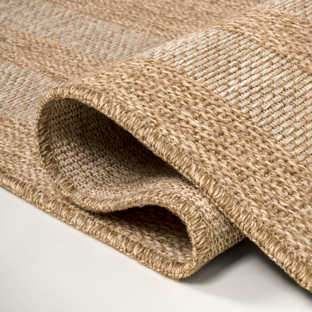Valcero Easy Jute Minimalist Boho Inset Border Area Rug