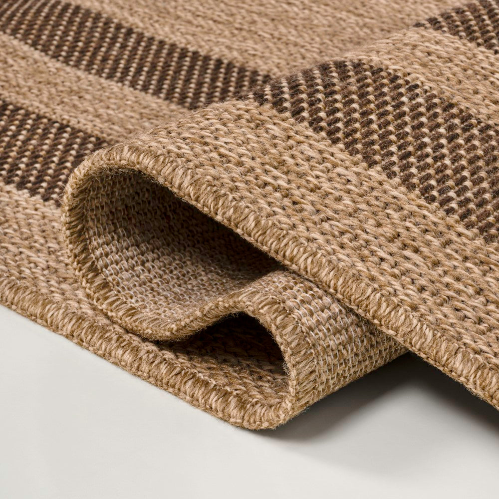 Valcero Easy Jute Minimalist Boho Inset Border Area Rug