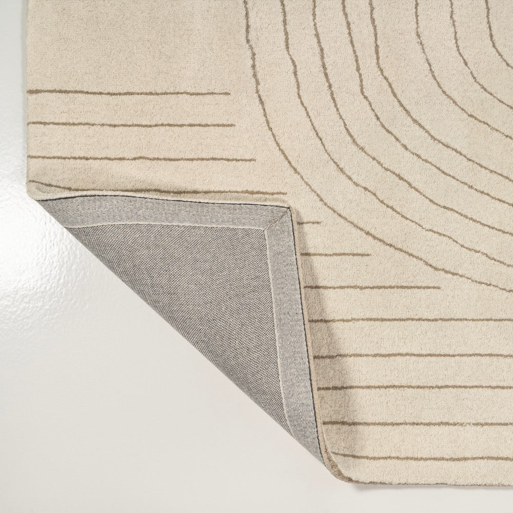 Earthy Bohemian Abstract Striped Handwoven Wool Area Rug
