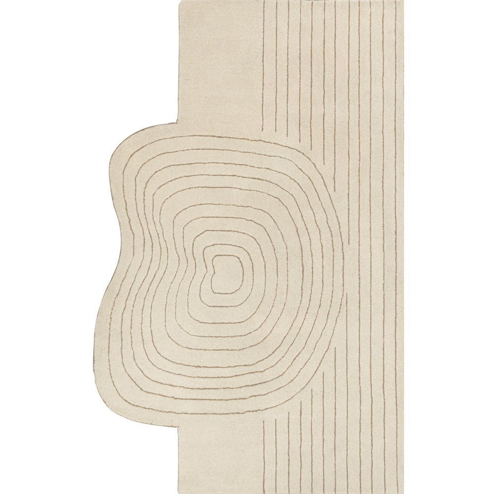 Earthy Bohemian Abstract Striped Handwoven Wool Area Rug