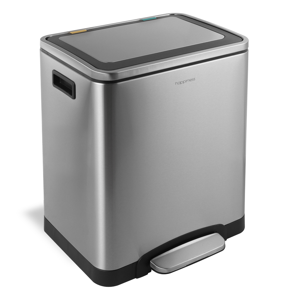 Elmo Rectangular 8-Gallon Double Bucket Trash Can with Soft-Close Lid