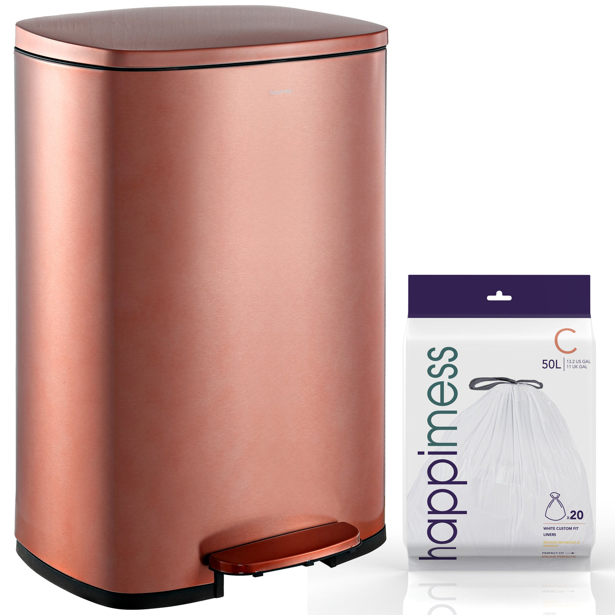 Connor Rectangular 13-Gallon Trash Can with Soft-Close Lid and FREE Mini Trash Can