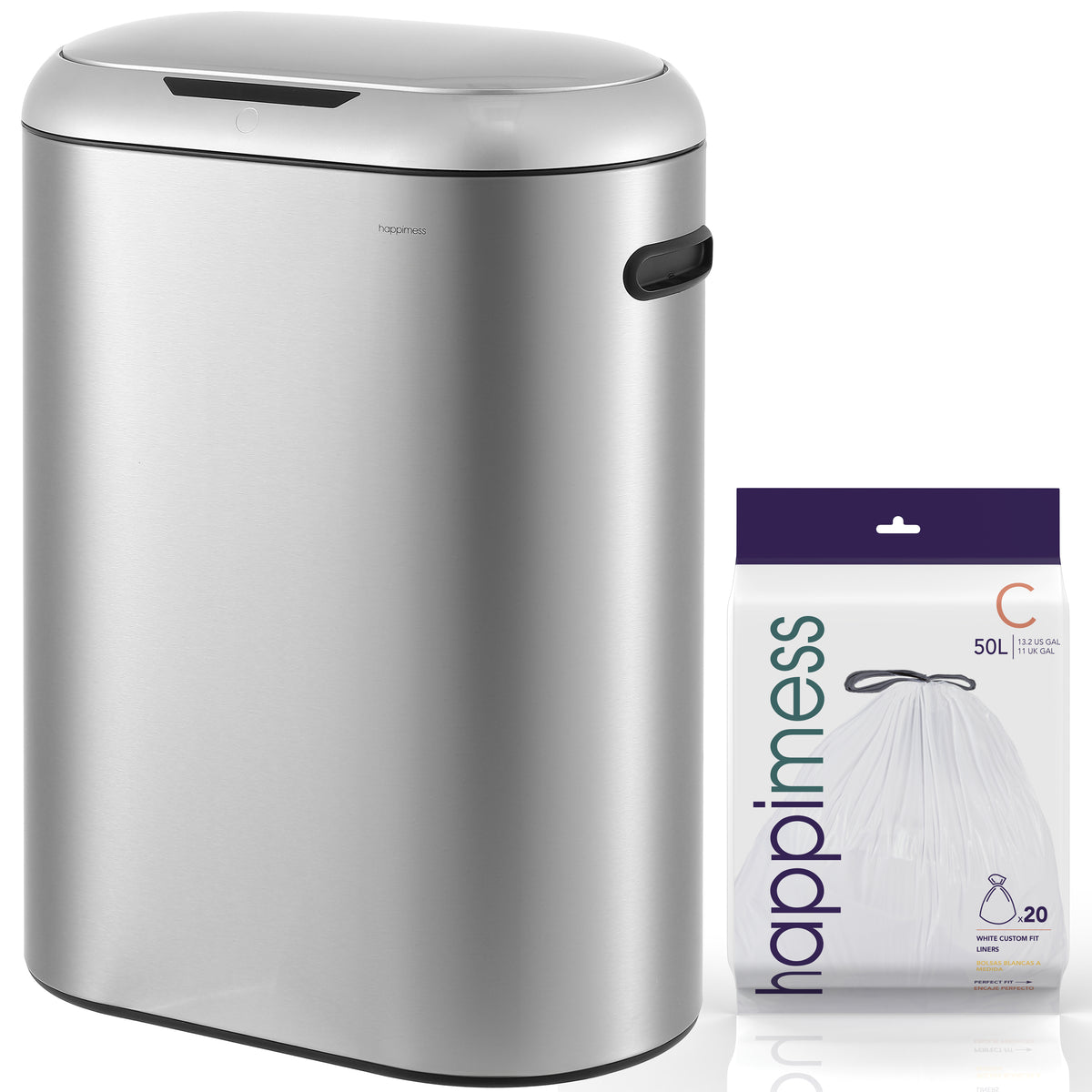 Robo Kitchen 13.2-Gallon Slim Oval Motion Sensor Touchless Trash Can with Touch Mode
