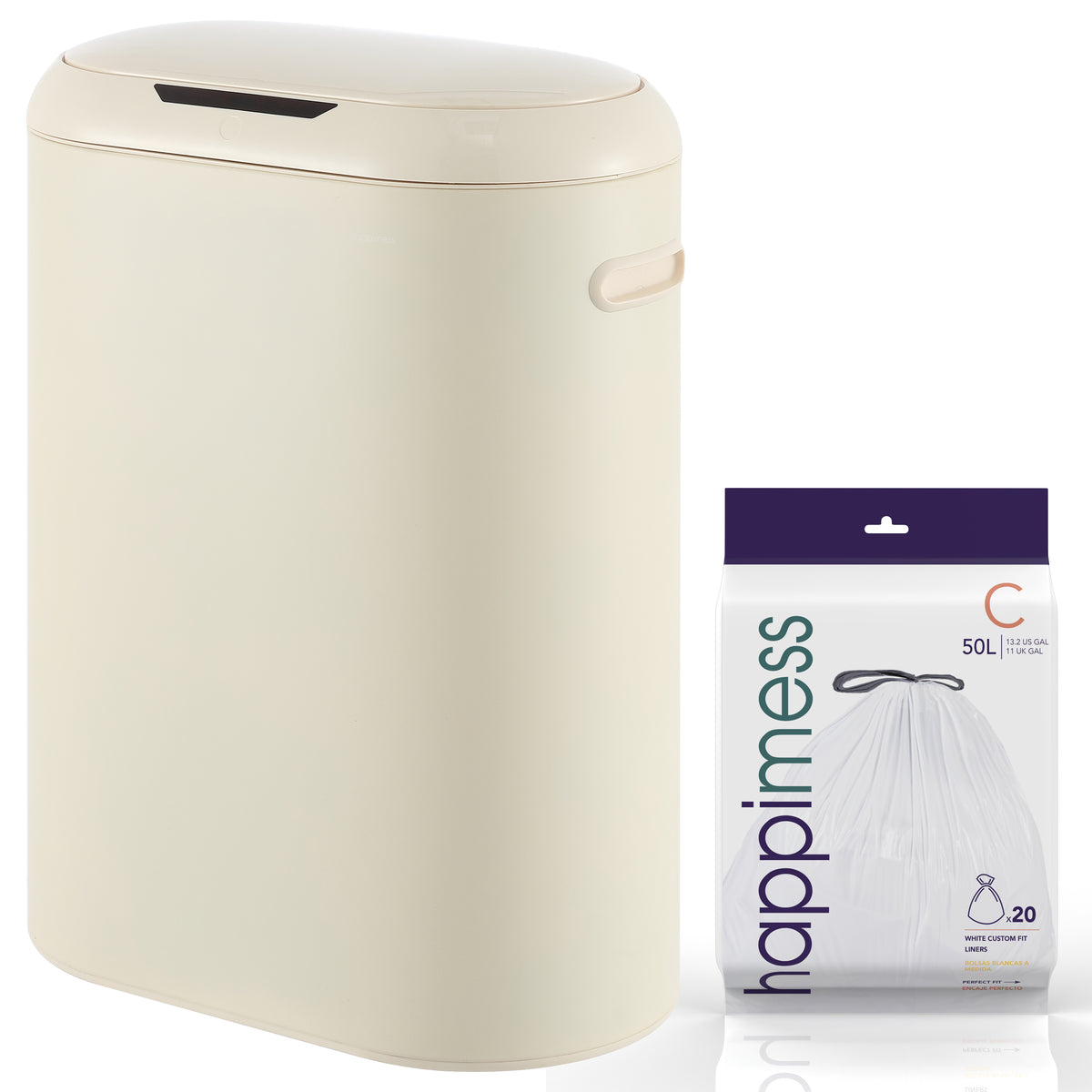 Robo Kitchen 13.2-Gallon Slim Oval Motion Sensor Touchless Trash Can with Touch Mode