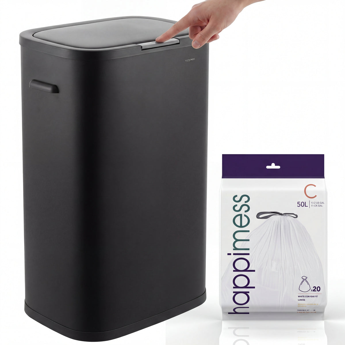 Tammi Kitchen 14.5-Gallon Slim Metal Push Button Trash Can