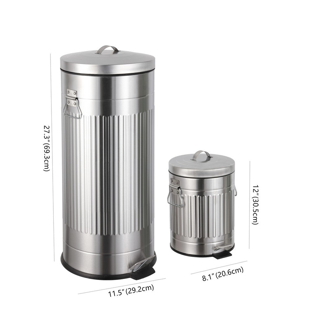 Theo Retro 8-Gallon Step Trash Can with Soft-Close Lid and FREE Mini Trash Can