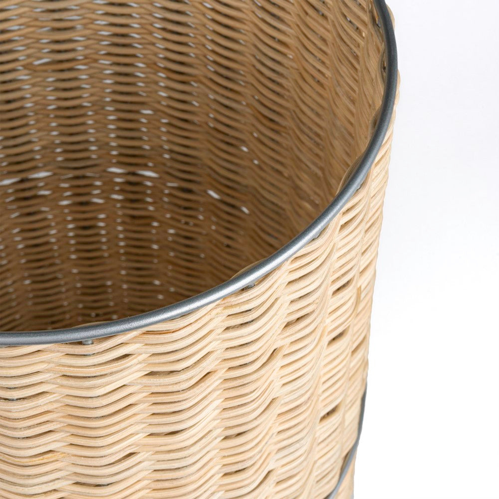 Cecil Modern 4.13-Gallon Faux Wicker Cylinder Waste Basket