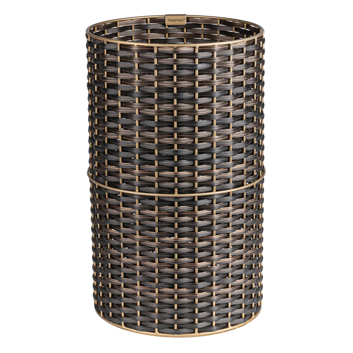 Cecil Modern 4.13-Gallon Faux Wicker Cylinder Waste Basket