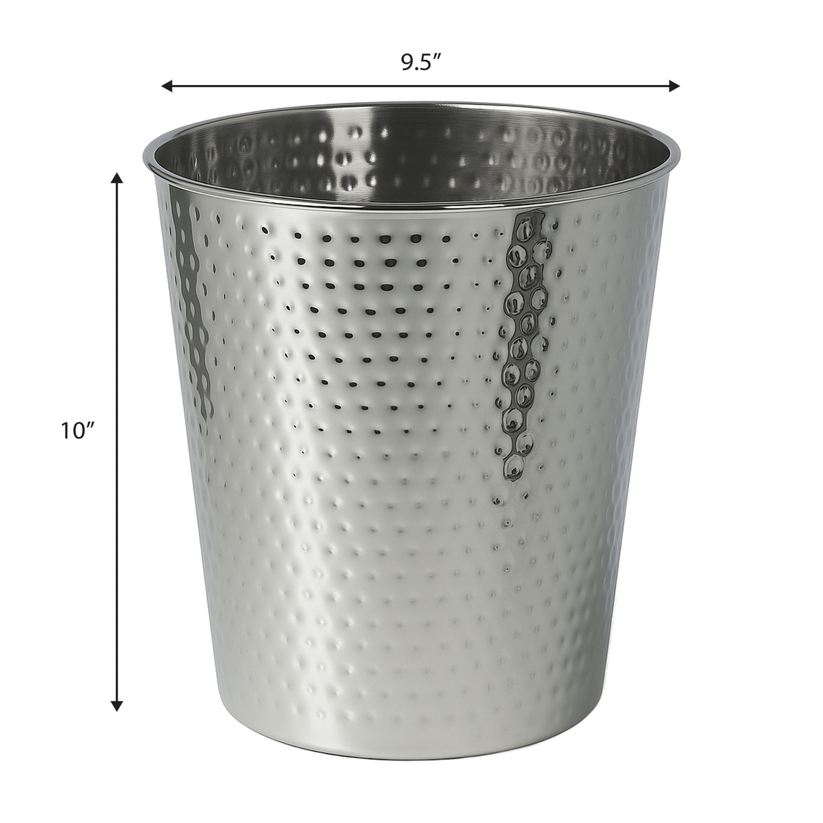 Axel Modern Minimalist Hammered Steel 2-Gallon Wastebasket