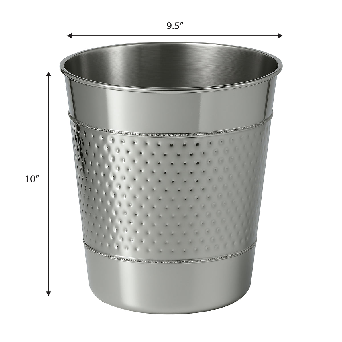 Riley Modern Classic Hammered Steel Accent 2-Gallon Wastebasket