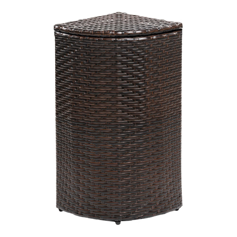 Fernhaven 15.56-Gallon All-Weather Wicker/Metal Corner Hideaway Outdoor Trash Can
