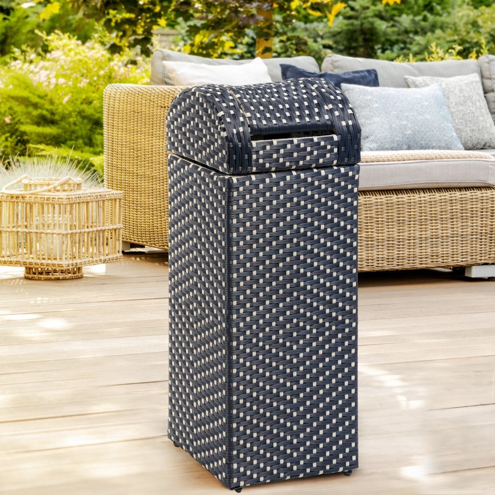 Connie 14.27-Gallon All-Weather Wicker/Metal Swing Top Hideaway Outdoor Trash Can