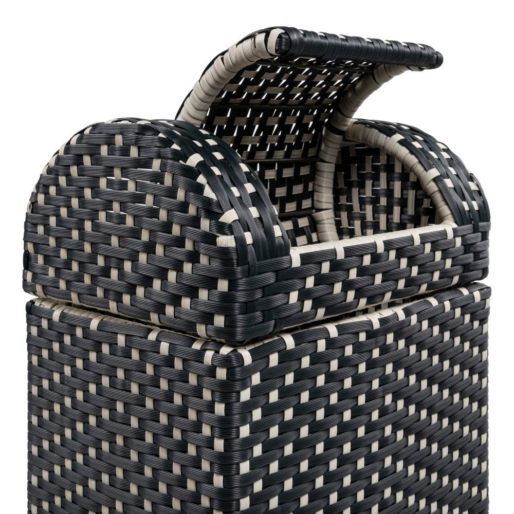 Connie 14.27-Gallon All-Weather Wicker/Metal Swing Top Hideaway Outdoor Trash Can