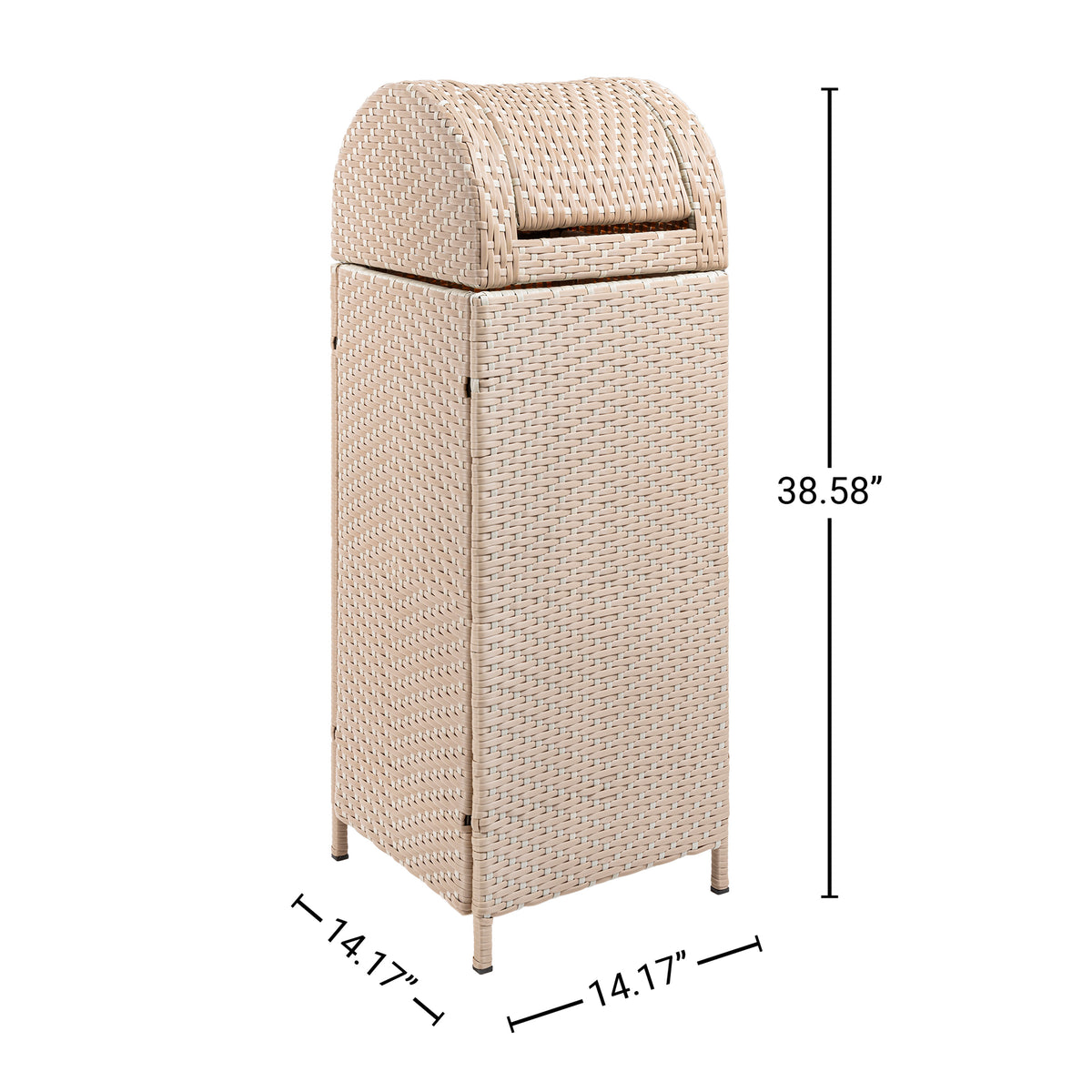 Nivoria 31.39-Gallon All-Weather Wicker/Metal Swing Top Hideaway Outdoor Trash Can