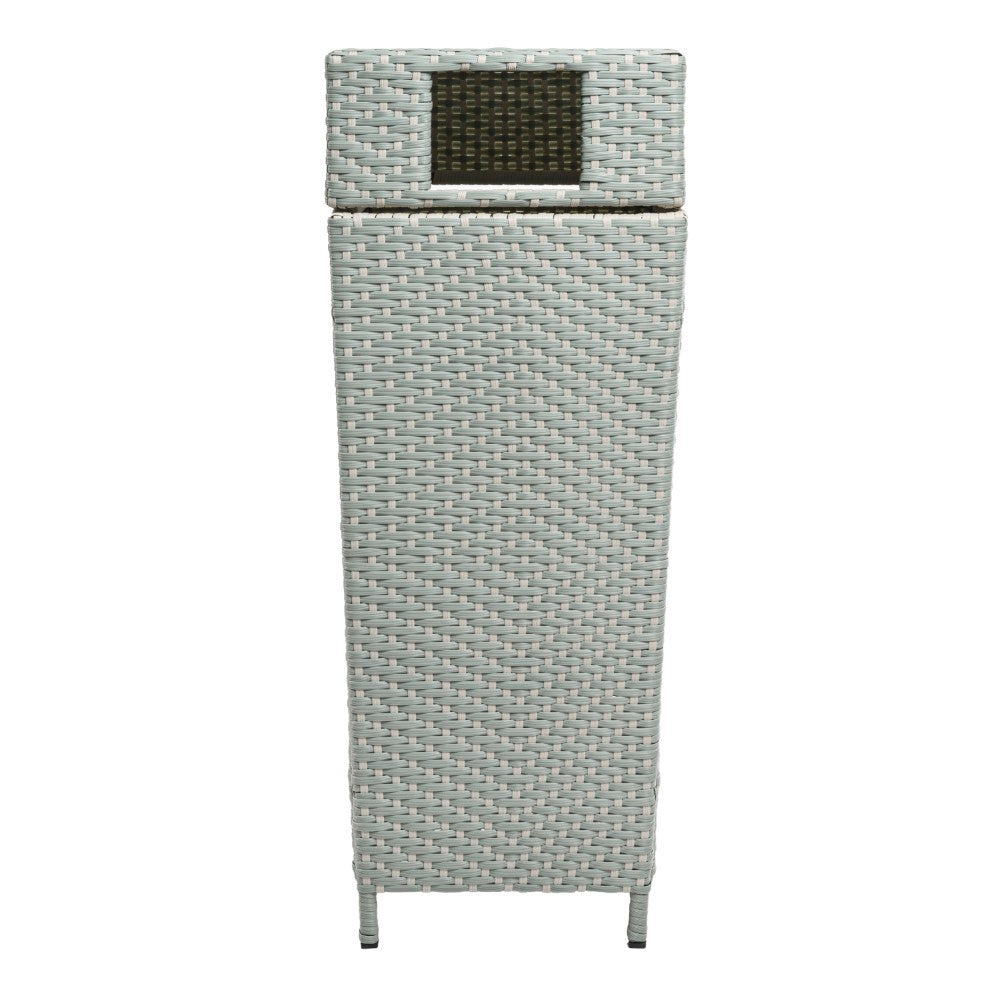 Frostbloom Modern 24.13-Gallon All-Weather Wicker/Metal Lidded Hideaway Outdoor Trash Can