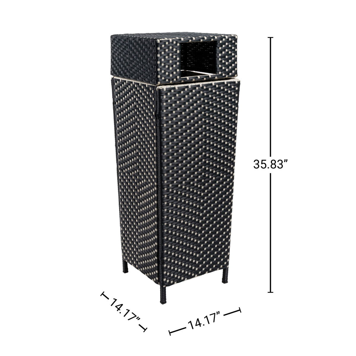 Frostbloom Modern 24.13-Gallon All-Weather Wicker/Metal Lidded Hideaway Outdoor Trash Can