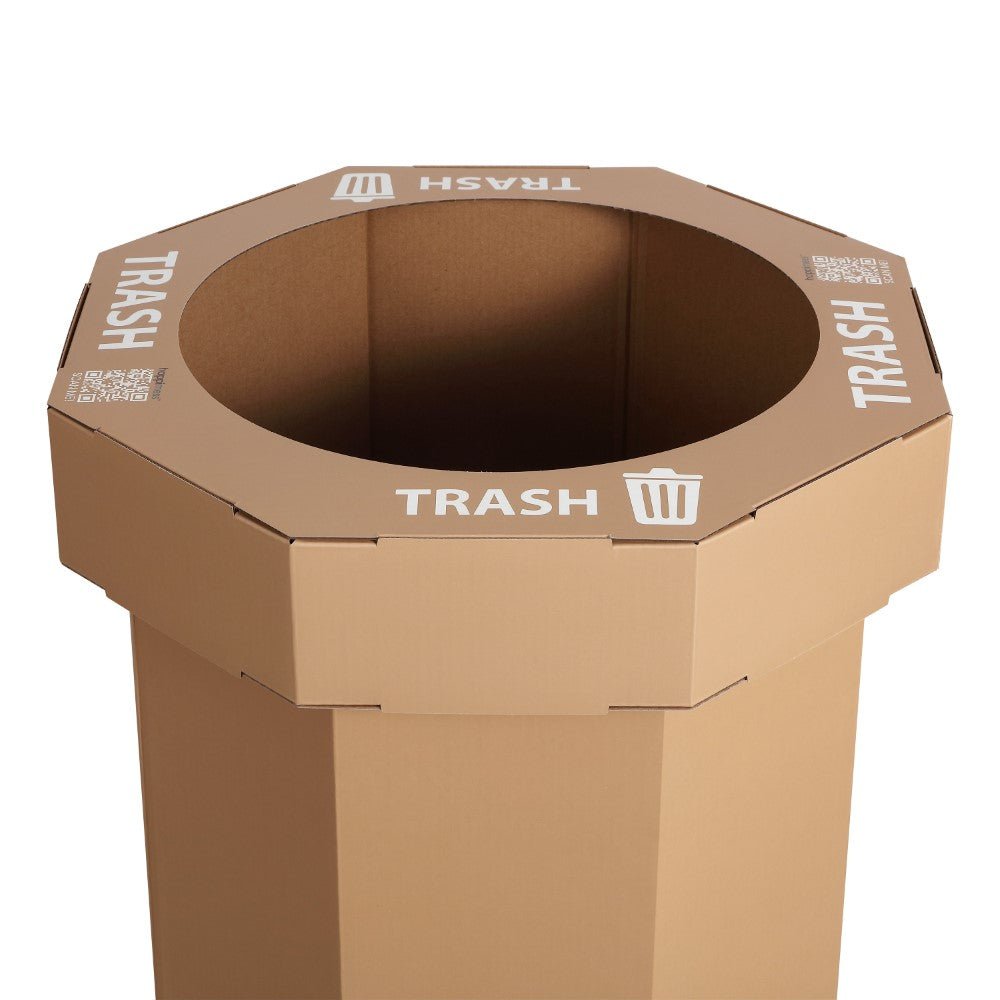 Wave 25-Gallon Traditional Classic Disposable Corrugated Cardboard Event Trash Can and Recycling Bin