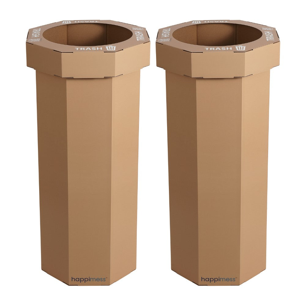 Wave 25-Gallon Traditional Classic Disposable Corrugated Cardboard Event Trash Can and Recycling Bin