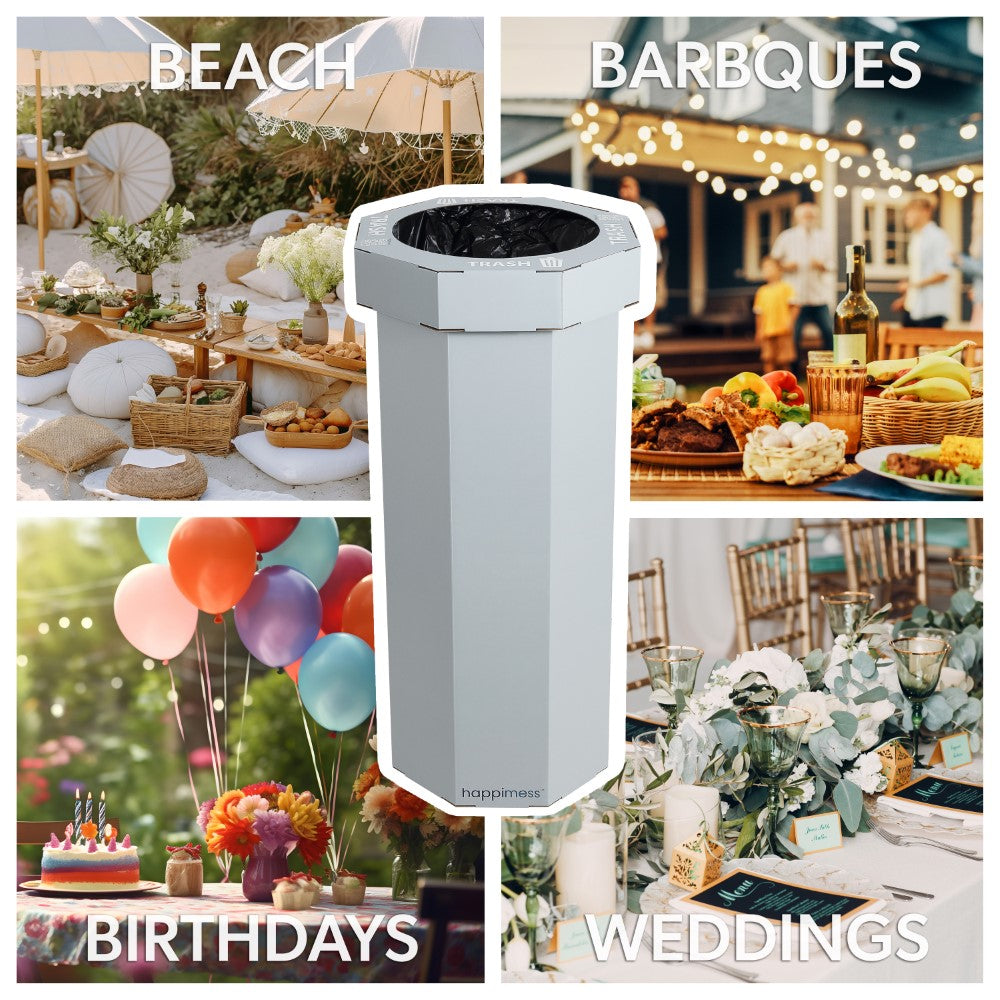 Wave 25-Gallon Traditional Classic Disposable Corrugated Cardboard Event Trash Can and Recycling Bin