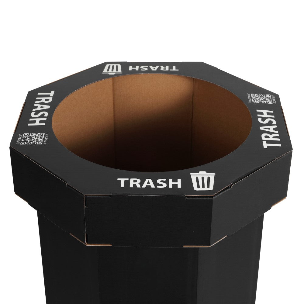 Wave 25-Gallon Traditional Classic Disposable Corrugated Cardboard Event Trash Can and Recycling Bin