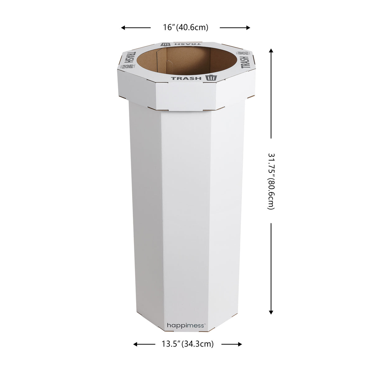 Wave 25-Gallon Traditional Classic Disposable Corrugated Cardboard Event Trash Can and Recycling Bin