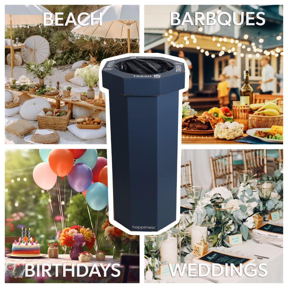 Wave 25-Gallon Traditional Classic Disposable Corrugated Cardboard Event Trash Can and Recycling Bin