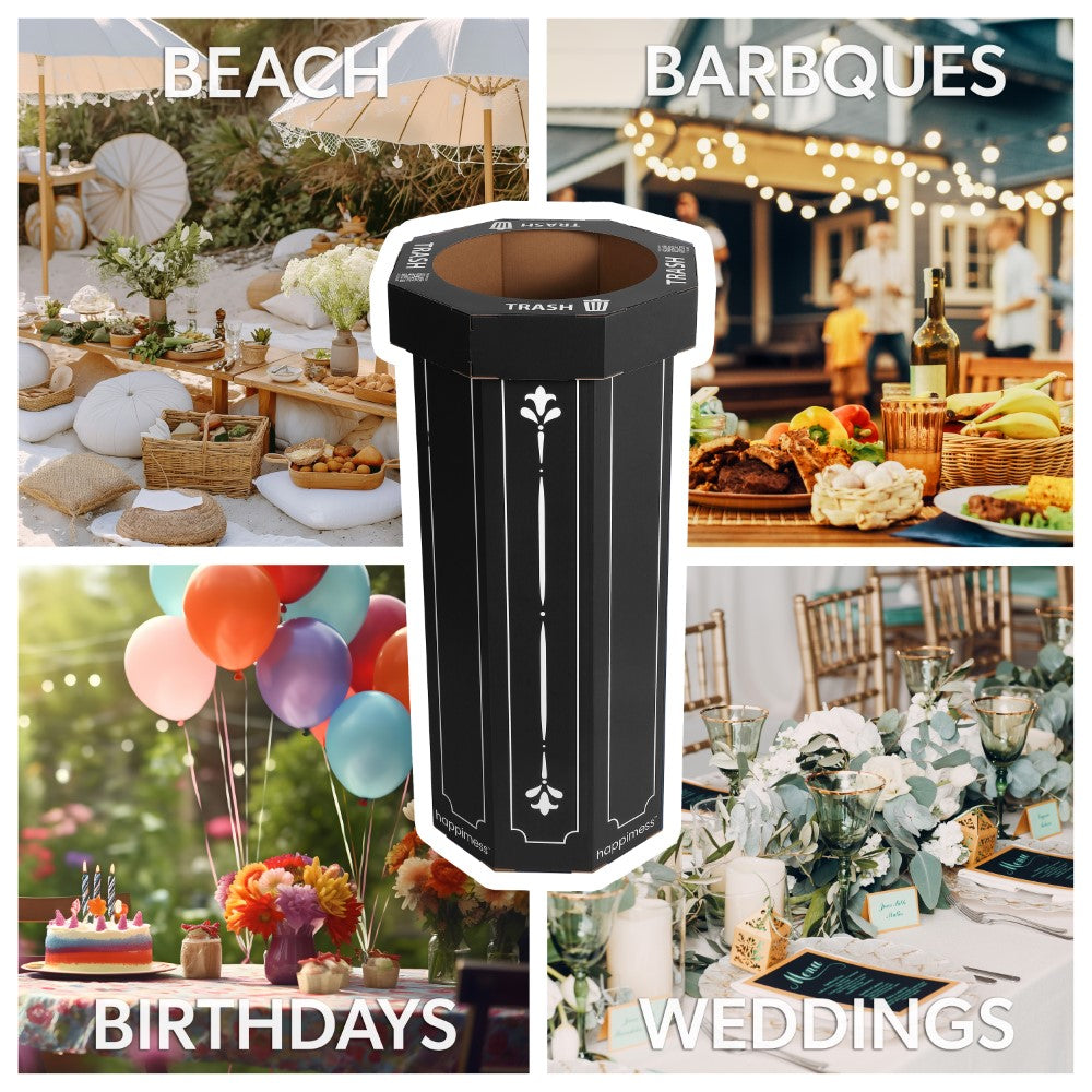 Wave 25-Gallon Traditional Classic Disposable Corrugated Cardboard Event Trash Can and Recycling Bin