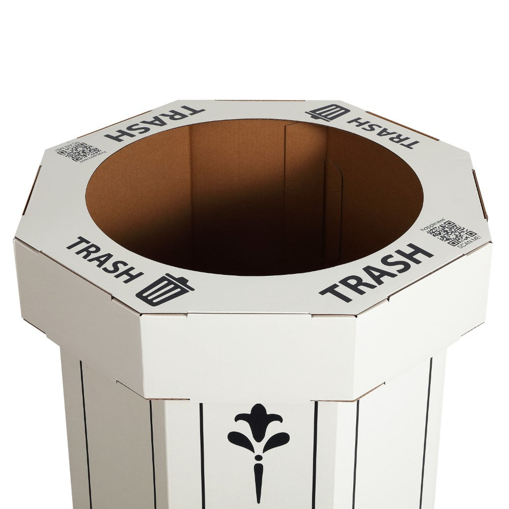 Wave 25-Gallon Traditional Classic Disposable Corrugated Cardboard Event Trash Can and Recycling Bin