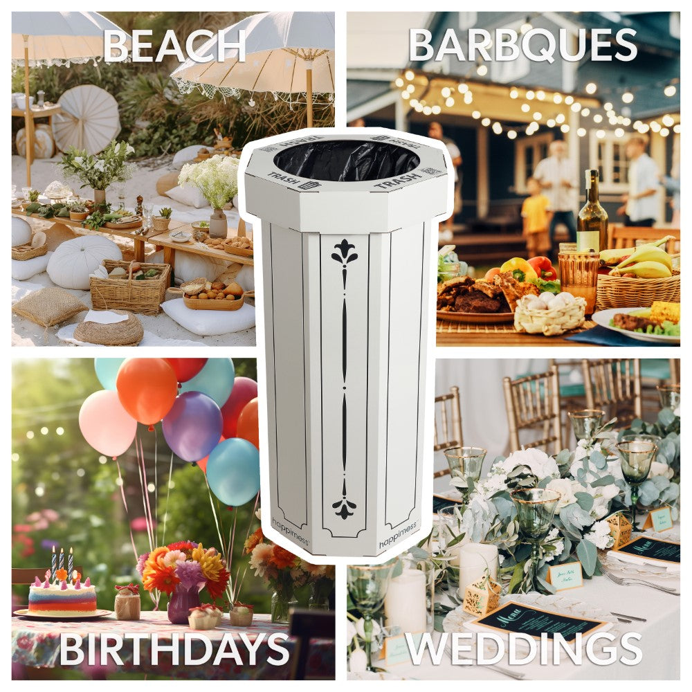 Wave 25-Gallon Traditional Classic Disposable Corrugated Cardboard Event Trash Can and Recycling Bin