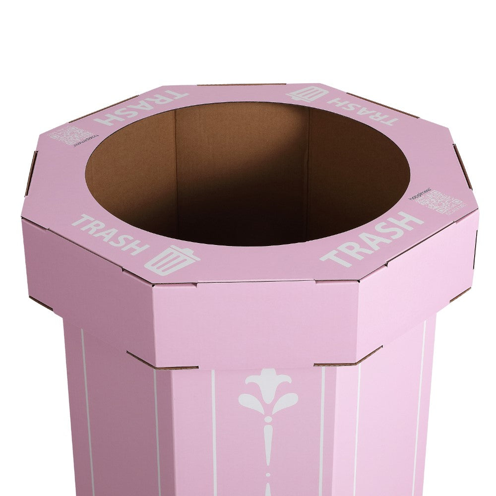 Wave 25-Gallon Traditional Classic Disposable Corrugated Cardboard Event Trash Can and Recycling Bin