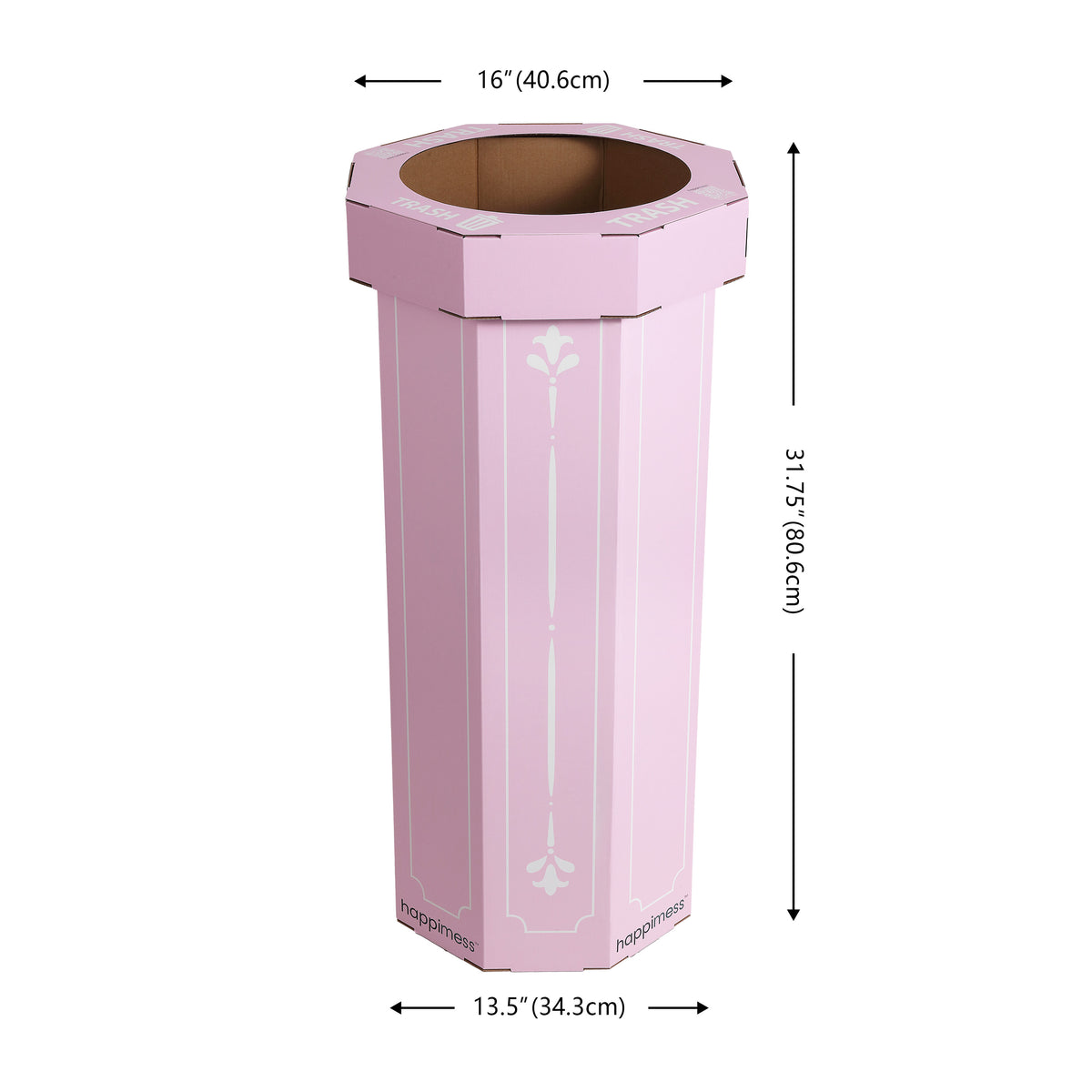 Wave 25-Gallon Traditional Classic Disposable Corrugated Cardboard Event Trash Can and Recycling Bin