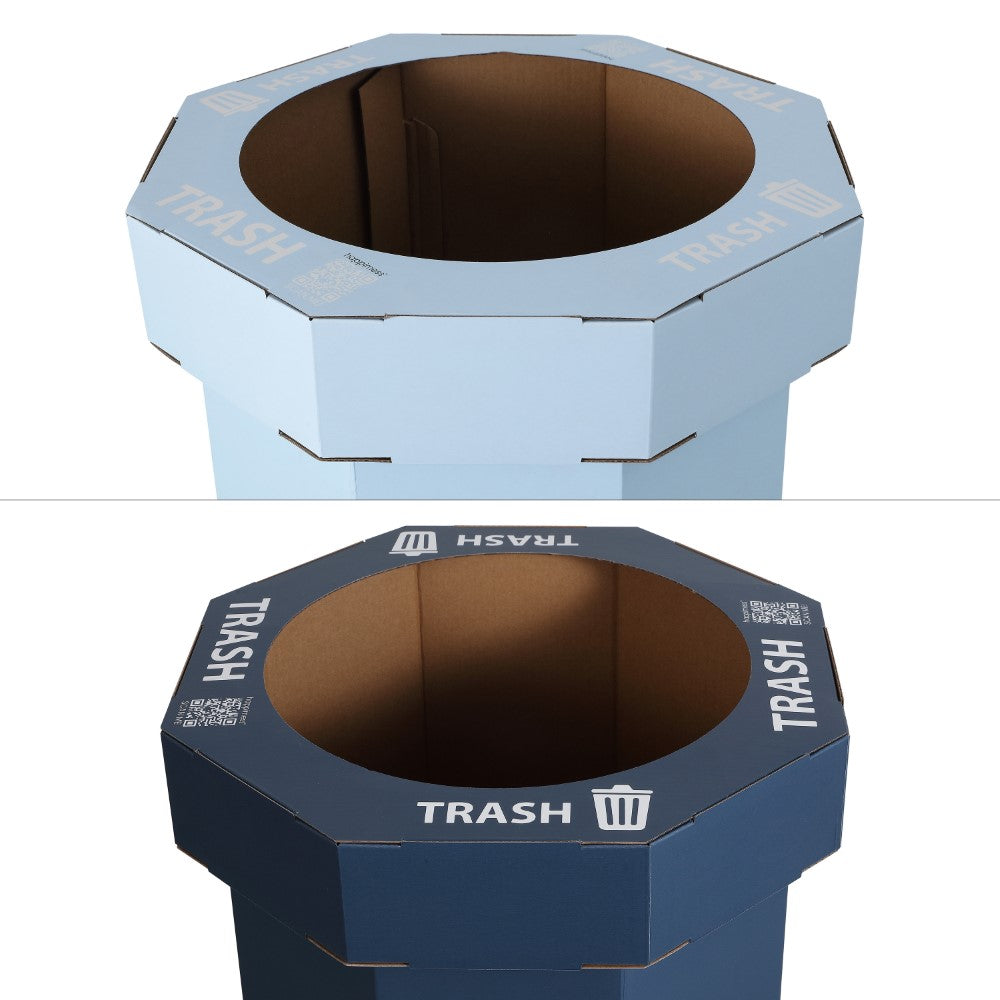 Wave 25-Gallon Traditional Classic Disposable Corrugated Cardboard Event Trash Can and Recycling Bin
