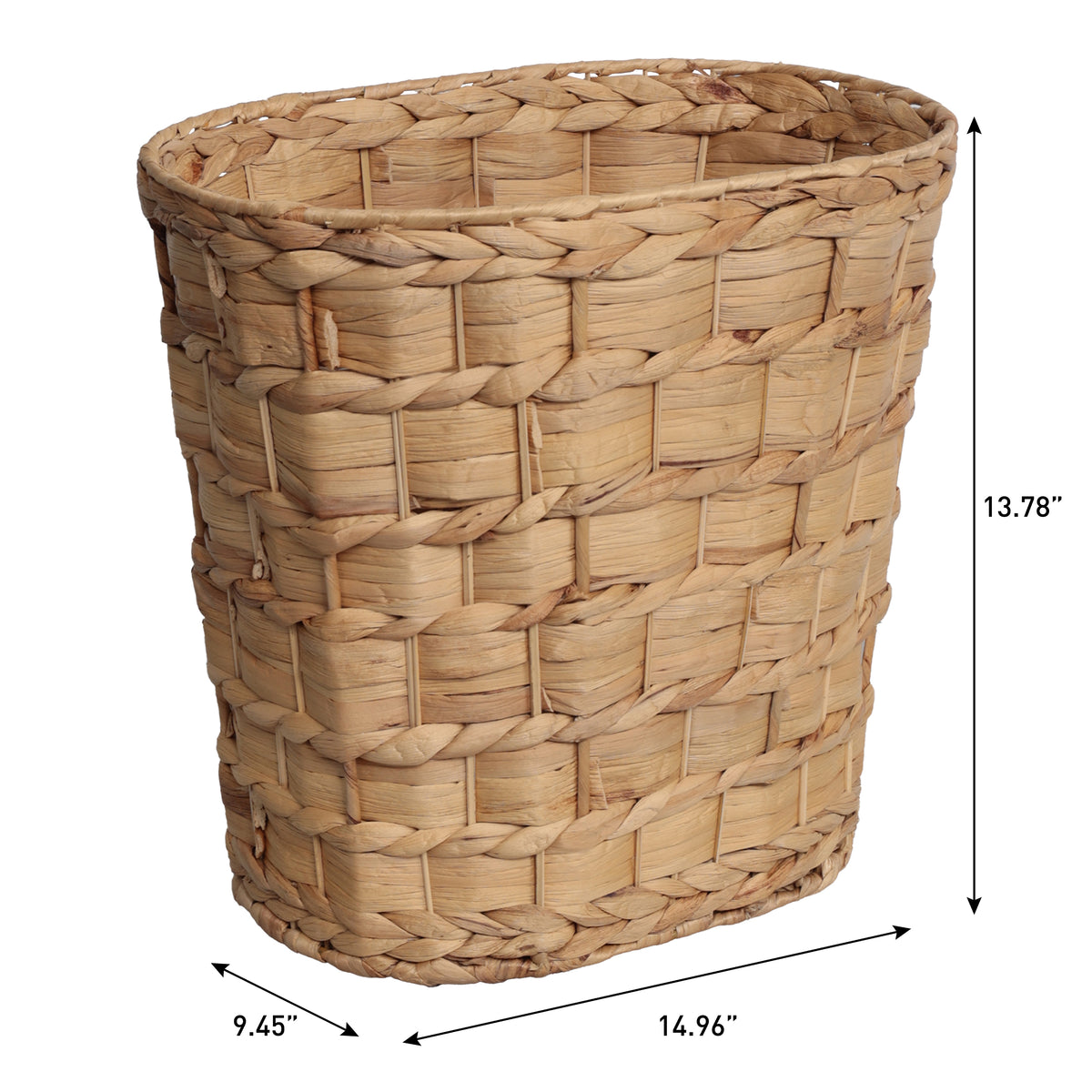 Barkora Rustic Farmhouse Handwoven Water Hyacinth 4.5-Gallon Tapered Oval Wicker Watebasket