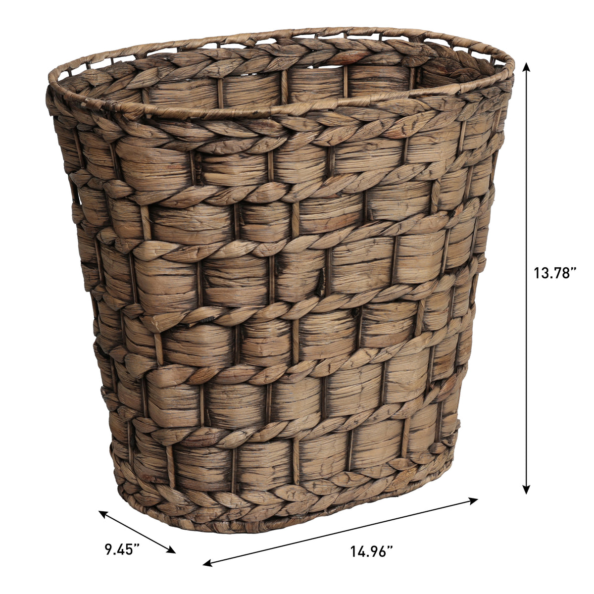 Barkora Rustic Farmhouse Handwoven Water Hyacinth 4.5-Gallon Tapered Oval Wicker Watebasket